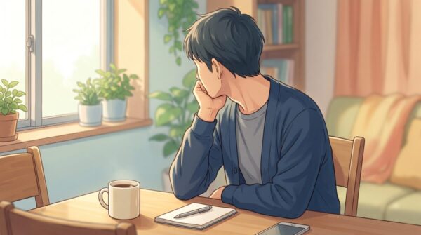 月曜日の朝、心のどこかで構えてしまう40代男性の様子